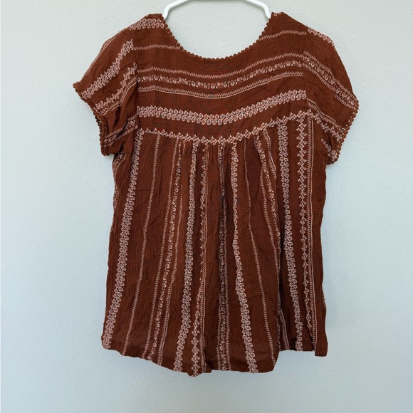 Savanna Jane Brown Top with Colorful Embroidery - Picture 6 of 8
